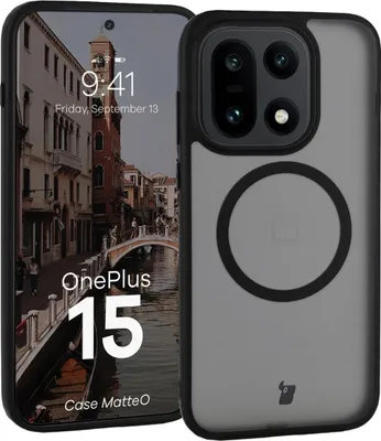 Produktbild von Handyhülle mit Magnetring für OnePlus 15, Bizon Case MatteO, Getönt-Schwarz