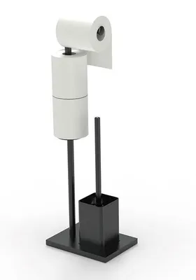 Produktbild von Omgoods – Freistehende Toilettenpapierhalterung mit WC-Bürste aus Edelstahl