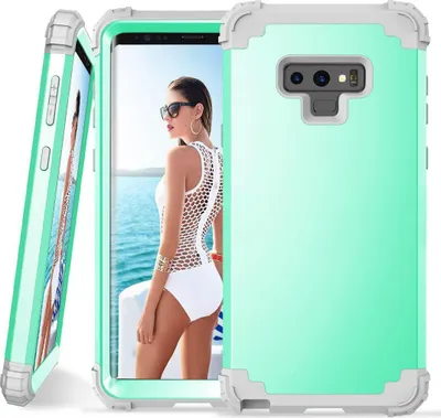 Produktbild von Galaxy Note 9 Hülle, LaimTop Heavy Duty 3 in 1 Hybrid Hart PC Flexibel TPU Silikon Stossfest Kratzfest Tasche Schutzhülle für Samsung Galaxy Note 9 Minzgrün