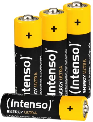 Image de Piles Intenso Alcaline Manganèse, Mignon AA, Energy Ultra, LR06, 1,5 V, 2600 mAh, 4 piles
