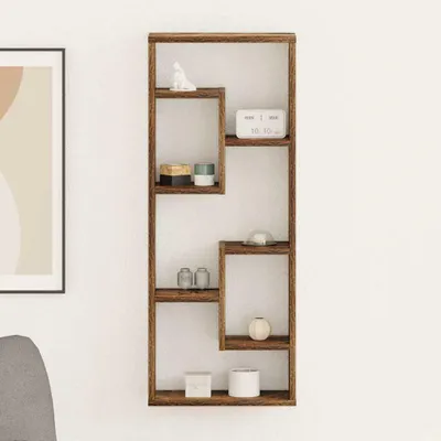 Image de vidaXL Étagère murale chêne fumé 36x16x90 cm Bois composite