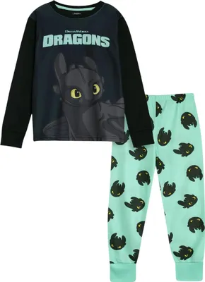 Image de How To Train Your Dragon - Pyjama avec pantalon long pour enfants, manches longues NS9647 (140) (noir/bleu)