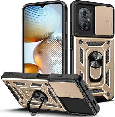 Produktbild von Xiaomi Poco M4 5G Hülle mit Ring Ständer Halter Dia Kameraschutz TPU PC Schutzhülle für Xiaomi Poco M4 5G Gold