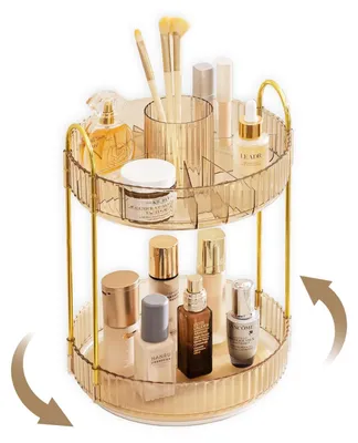 Image de Organisateur de maquillage rotatif à 360 degrés avec 2 niveaux