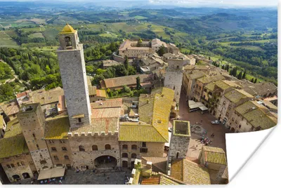 Produktbild von MuchoWow® Poster San Gimignano von oben in der Toskana, Italien 90x60 cm - Schlafzimmer