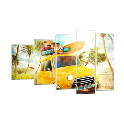 Produktbild von Bilder auf glas - Auto Strand Reise Sommer - 100x60cm - Glasbilder - Wandbilder - Kunstdruck - zum Aufhängen bereit - Wanddekoration aus Glas - Glas Bilder - Wandbild auf Glas - GEG100x60-2839