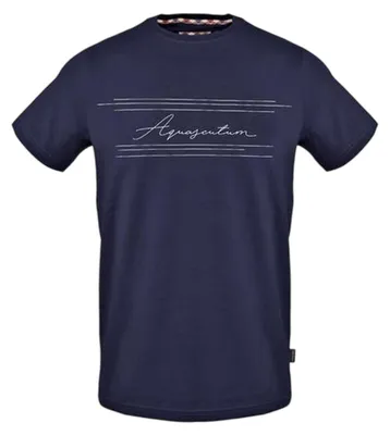 Produktbild von Aquascutum - T-Shirt für Herren, Rundhalsausschnitt GT22544 (L) (Marine)