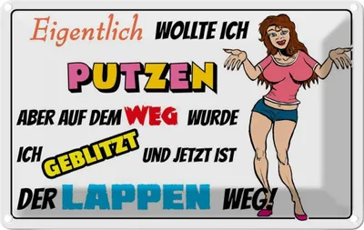 Produktbild von vianmo Blechschild 12x18 cm eigentlich wollte ich putzen Dekoration Spruch Zitat