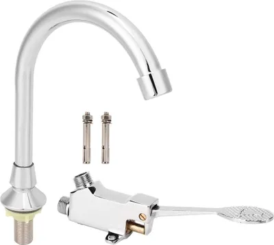 Produktbild von Hydraulisches Kranpedal für Badezimmer oder Labor - Fußpedal-Waschtischarmatur-Set mit 1-Zoll-Spülenpedalen - Medizinisches Zubehör