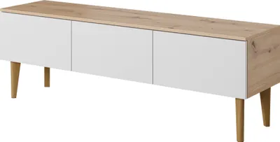 Produktbild von BERGEN Eiche skandinavisch RTV Schrank, TV Tisch, TV Kommode, 1503D, dreitüriger, ARTISAN-Eiche-Farbe, 150x48x37 cm, weiße Fronten