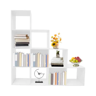 Produktbild von L-förmiges Eckregal 117*28*117 cm 10 Fächer Aufbewahrungsregal für Zuhause und Büro (Weiß)