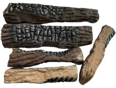 Image de Ensemble de 5 bûches décoratives en bois pour cheminée