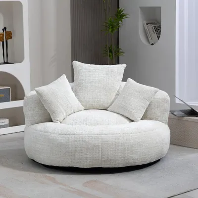 Produktbild von Sitzsack, Lazy Sofa, Chenille Einzelsofa, Durable Komfort Lounger hohen Rücken Sitzsack Stuhl Couch mit drei Kissen, für Schlafzimmer, Büro, Beige