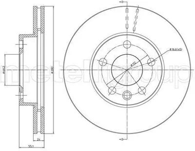 Produktbild von 2x METELLI Bremsscheibe 23-0507 55 2mm 280 0mm