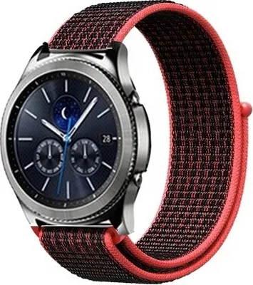 Produktbild von Strap-it Samsung Gear S3 Classic / Frontier Armband Nylon (Schwarz / Rot)