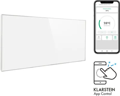 Produktbild von Klarstein Infrarotheizung mit Thermostat, 720W Elektroheizung, Smart Home Infrarotheizung zur Wandmontage, IR mit IoT/WiFi App-Control, Feuchtraum Flach-Heizkörper, CO2-Freie Wand Heizung