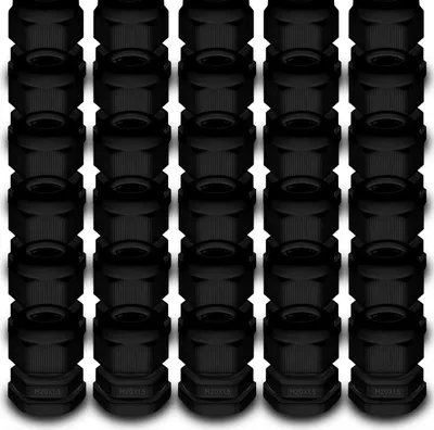 Produktbild von 100x ARLI Kabelverschraubungen IP68 Schwarz M20 x 1,5 mm mit metrischem Anschlussgewinde und Gegenmutter