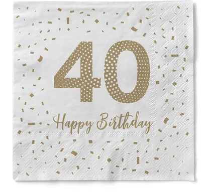 Produktbild von Sovie HORECA Serviette "Happy Birthday - 40" aus Tissue 33 x 33 cm, 100 Stück