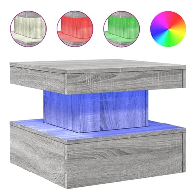 Produktbild von Couchtisch mit LED-Leuchten Grau Sonoma 50x50x40 cm