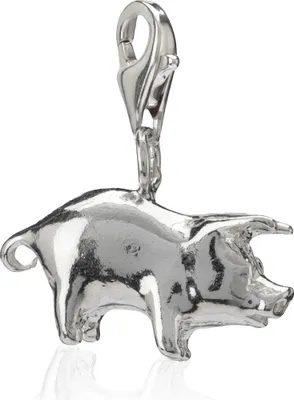 Produktbild von Damen Charm-Anhänger Schweinchen 925 Silber 17x10mm Amulett für Bettelarmband