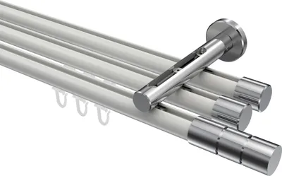 Produktbild von Interdeco Innenlaufstange / Gardinenstange mit Innenlauf Weiß / Chrom, Typ Siteno Elanto (Rillenzylinder), 20 mm Ø 3-läufig, 200 cm