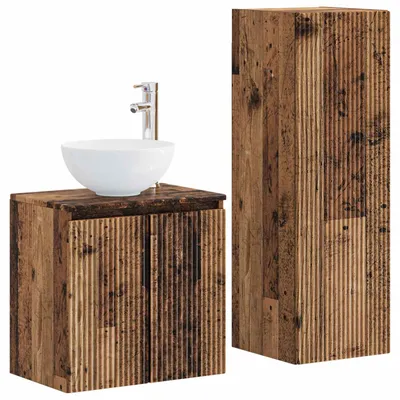 Produktbild von Badezimmermöbel-Set 2 stk. Altholz 33 x 34,5 x 100 cm
