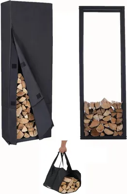 Imagen del producto de Estantería de acero para almacenamiento de madera, con recubrimiento en polvo, de 50x25x148 cm, robusta, apta para interiores y exteriores