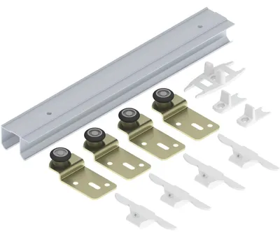 Produktbild von Helm 25 H IS Schiebetürbeschlag Schiebetürsystem Laufschiene für 2 Holztüren bis 20 kg, Innenfront, Doppellaufschiene, Aluminium, L=1500 mm