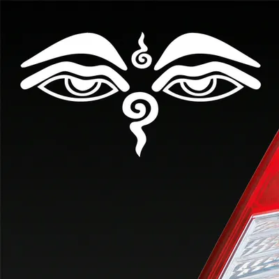 Produktbild von Auto Aufkleber Buddhismus Sehendes Auge Eye Buddha Asien 12x6 cm Weiss Glanz Sticker Heckscheibenaufkleber