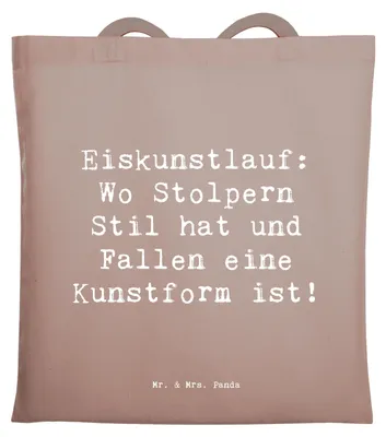 Produktbild von Mr. & Mrs. Panda Tote Bag Spruch Eiskunstlauf Kunst - Braun Pastell - Geschenk, Laptoptasche, Tasche, Athletik, Präzision, Sportler Geschenke, Leidenschaft, Humor, Feier