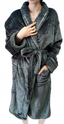 Produktbild von Bademäntel Damen Herren Uni - Reisebademantel Morgenmantel Saunamantel Morgenmantel flauschiger Saunamantel, Grau, S/M