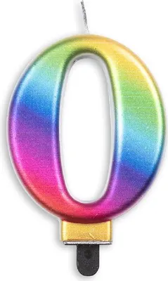 Produktbild von Zahlenkerze Regenbogen Metallic 0