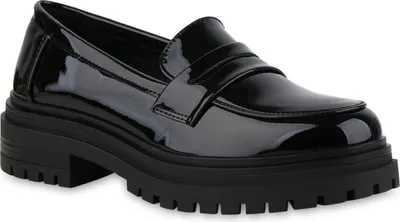 Produktbild von VAN HILL Damen Plateauschuhe Halbschuhe Profil-Sohle Freizeit Schuhe 841656, Farbe: Schwarz, Größe: 39