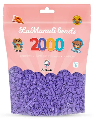 Zdjęcie produktu dla La Manuli Koraliki do prasowania fioletowe 2000 szt. Midi 5 mm – prasowanki, koraliki termiczne, zestaw uzupełniający, mozaika pixel art