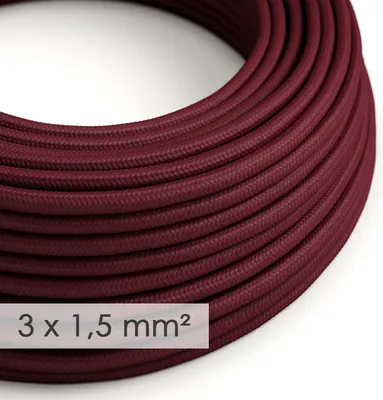 Immagine prodotto di Creative-Cables Cavo elettrico in tessuto, Sezione 3x1,50, Bordeaux RM19, 10 m, Rotondo effetto seta