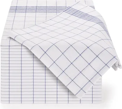 Produktbild von 10er Set Premium Geschirrtš¹cher - Hochwertige Geschirrhandtš¹cher, 100% Baumwolle, blau kariert, 45x65cm