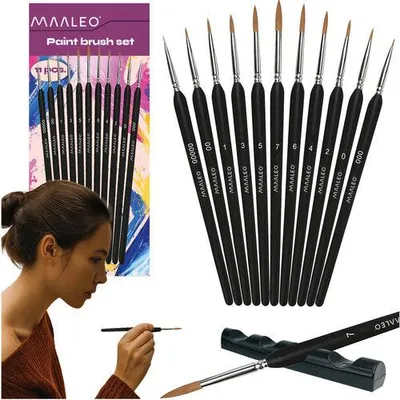Image de Ensemble de pinceaux avec support - 11 pièces
