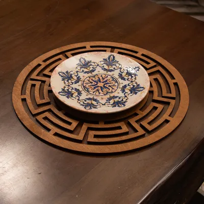 Produktbild von Hermia Concept, Labyrinth - Walnut, Tischmatten-Set aus Holz (4-teilig), 100 % HOLZ, Nussbaum, 36 x 36 cm