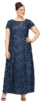 Produktbild von Alex Evenings Damen Long Rosette Mother of The Bride Dress with Short Sleeves, F
