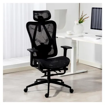 Produktbild von Bürostuhl Schreibtischstuhl | verstellbare Armlehnen und Kopfstütze | 6 Modelle | ergonomisch | stufenlos einstellbare Lendenstütze | inkl. 2 Rollensets | bis 150 kg | BackPro Mesh-Schwarz