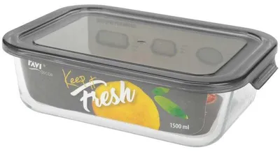 Image de Récipient alimentaire en verre résistant à la chaleur gris 1,5 l