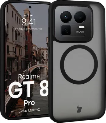 Produktbild von Handyhülle mit Magnetring für Realme GT 8 Pro, Bizon Case MatteO, Getönt-Schwarz