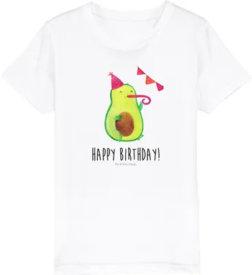 Produktbild von Mr. & Mrs. Panda Kleinkinder T-Shirt Avocado Geburtstag 5-6 Jahre (110/116) - Weiß - Geschenk, Alles Gute, Party, Öko Kinder, Teenager, Happy Birthday, Feier, Kindershirt