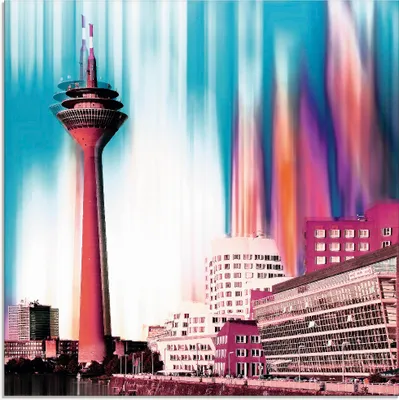 Produktbild von ARTland Glasbild Düsseldorf Skyline Collage I Größe: 30x30 cm