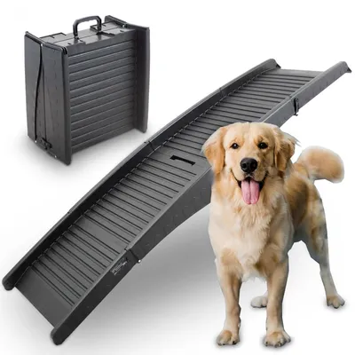 Produktbild von Faltbare Hunderampe aus Kunststoff – Einstiegshilfe für Hunde, klappbare Hundetreppe für den einfachen Transport im Auto