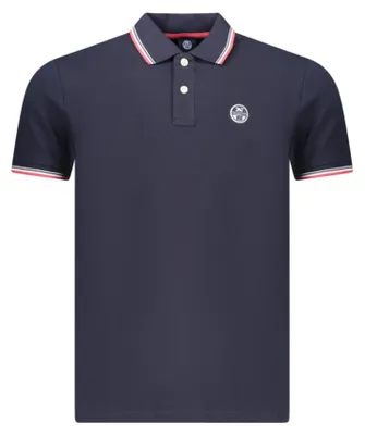 Produktbild von Elegantes Herren-Poloshirt Blau mit Kontrastdetails und Applikation