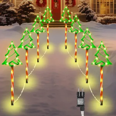 8er-Set LED Weihnachtsbaumlichter, 144 LEDs, IP44, 45 cm