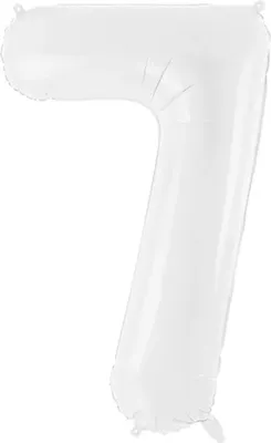 Produktbild von Zahl 7 Weißer Zahlenfolienballon 86cm