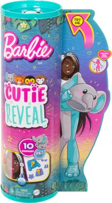 Image de Barbie Cutie Reveal Poupée en costume d'éléphant avec changement de couleur (série Jungle)