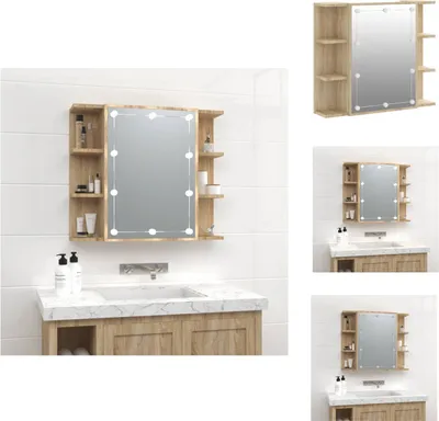 Obrázok produktu pre vidaXL Zrkadlová skrinka s LED Sonoma dub 70x16,5x60 cm - Kúpeľňové skrinky